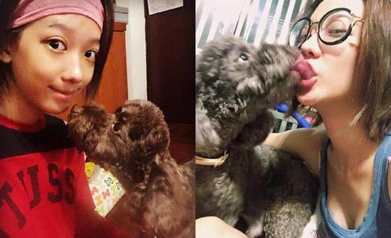 孟耿如公然貼與愛(ài)犬的舌吻照