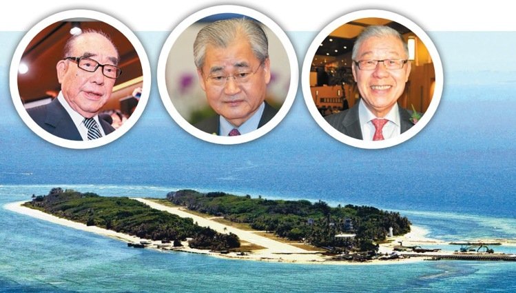 馬英九團(tuán)隊(duì)邀請(qǐng)郝柏村（左圖起）、毛治國(guó)、袁健生等人登太平島